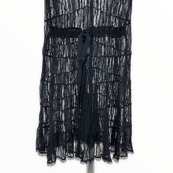 Free People Navy Sheer Lace Bow Back Minidress NWT - Picture 7 of 11